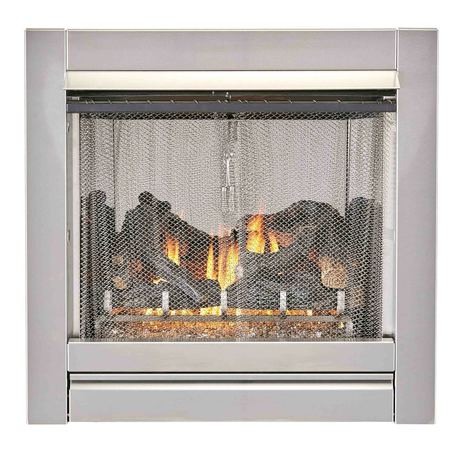 Bluegrass Living Vent Free Stainless Outdoor Gas Fireplace Insert With Fire Glass Med BL450SS-L